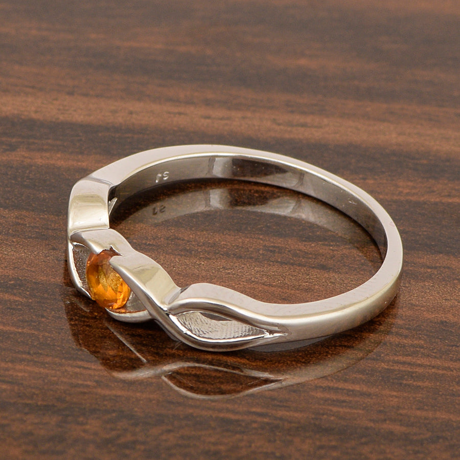 Citrine Infinity Knot Solitaire Ring - Sterling Silver