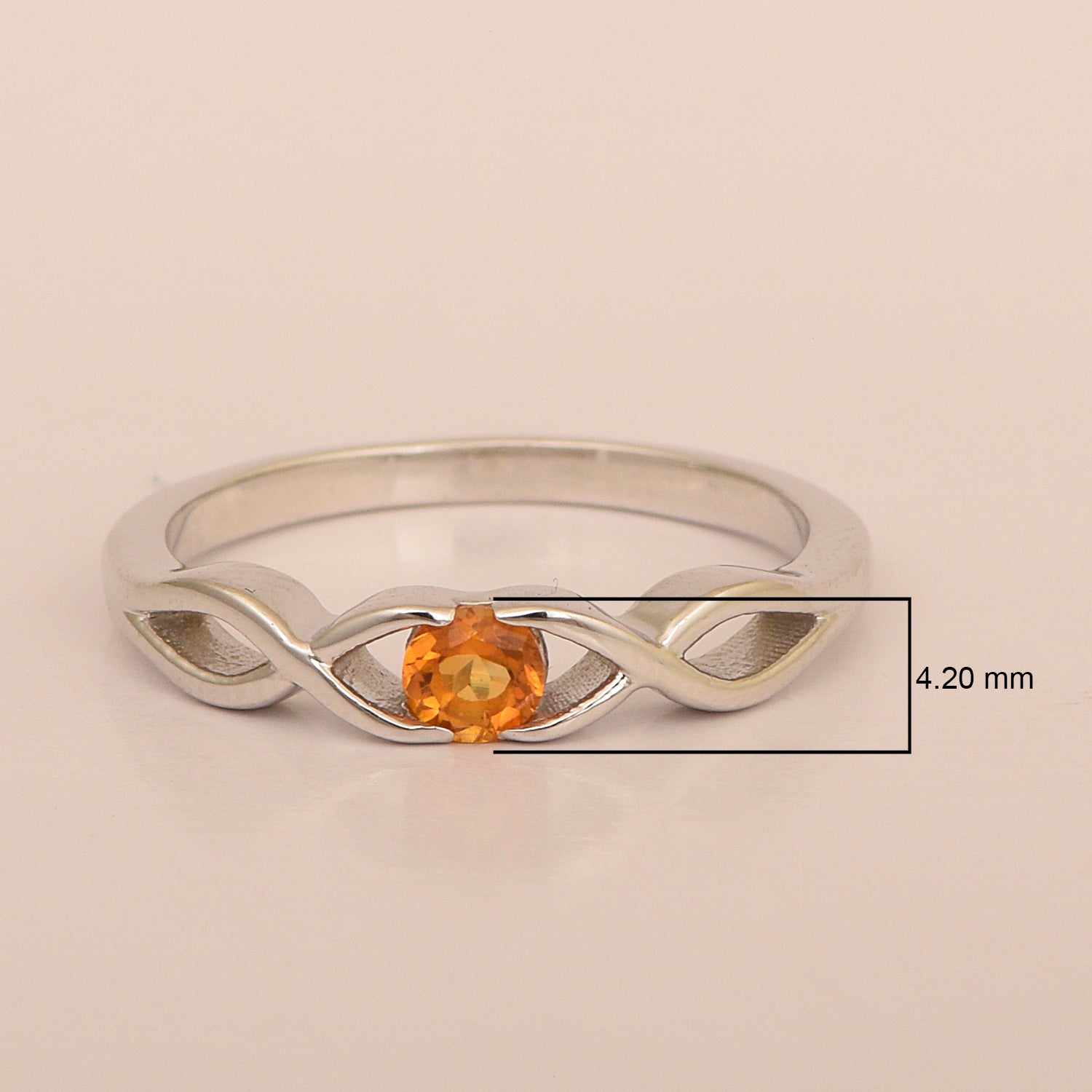 Infinity Knot Round 4mm Citrine Women Engagement Rings - Kimaya INC