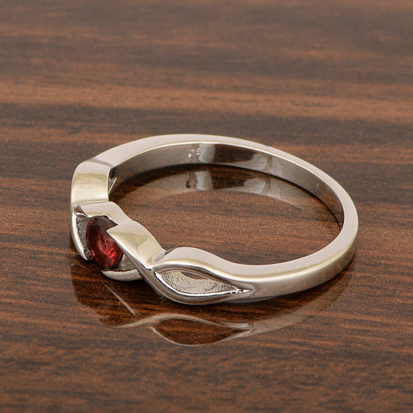 Infinity Knot Round 4mm Garnet Women Engagement Rings - Kimaya INC