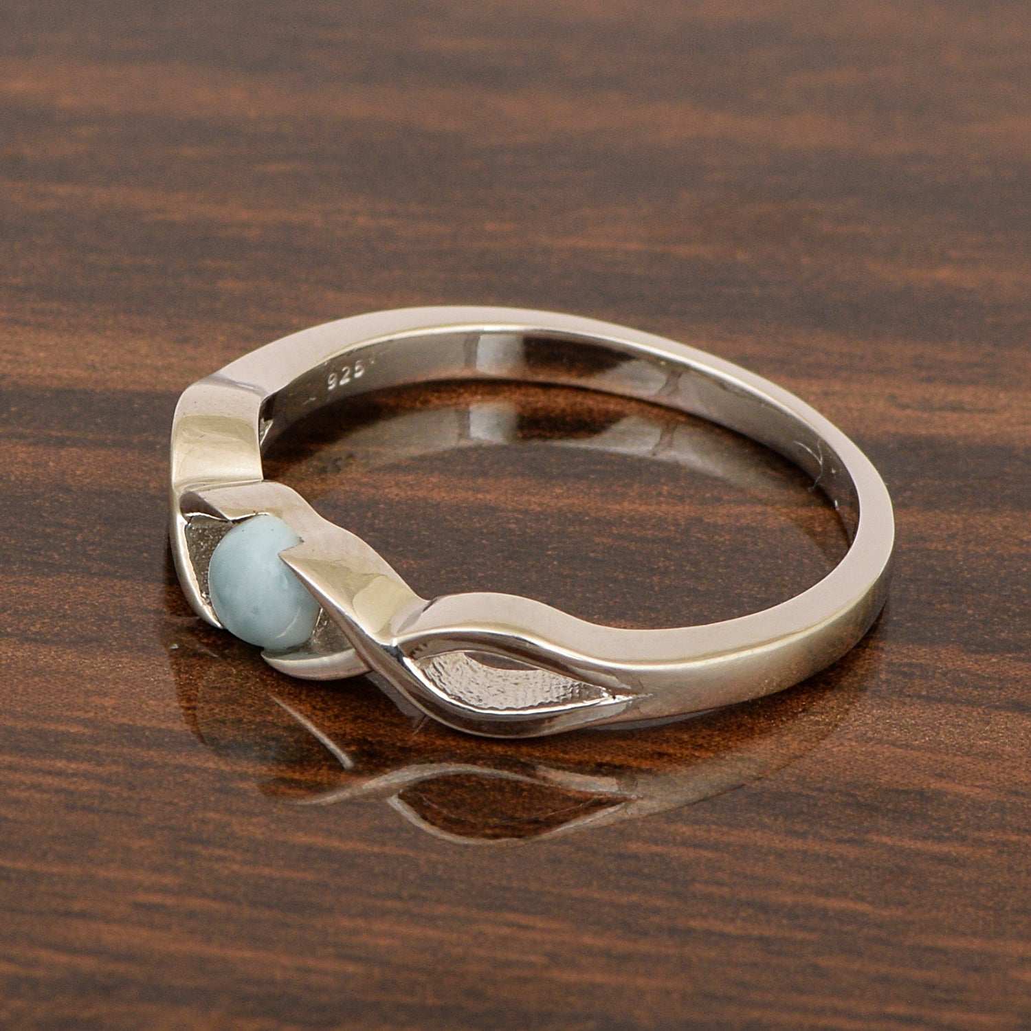 Infinity Knot Round 4mm Larimar Women Engagement Rings - Kimaya INC