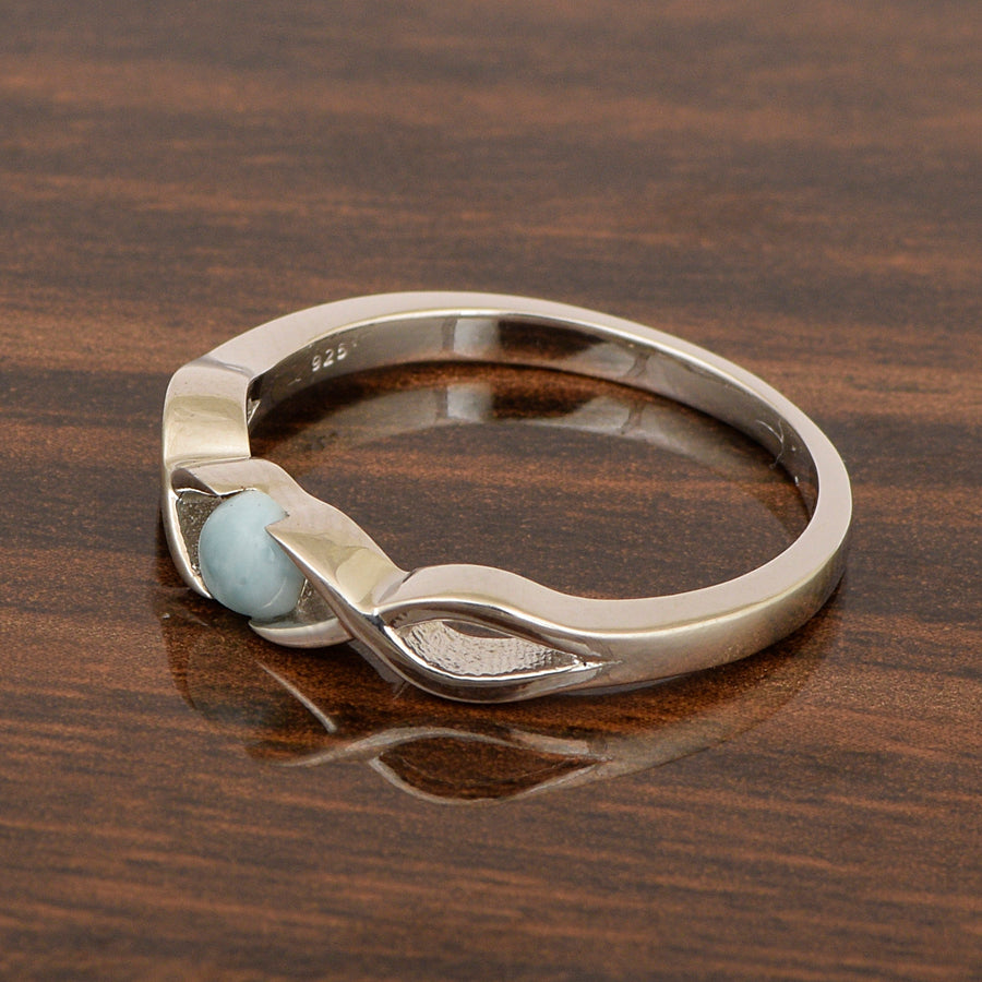 Larimar Infinity Knot Solitaire Ring - Sterling Silver