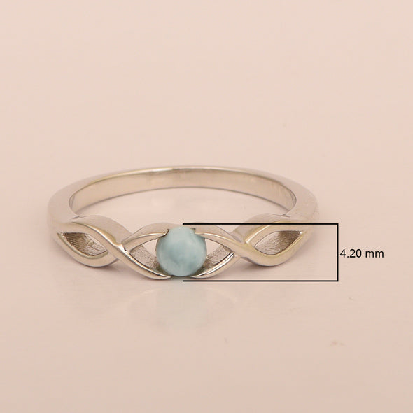Infinity Knot Round 4mm Larimar Women Engagement Rings - Kimaya INC