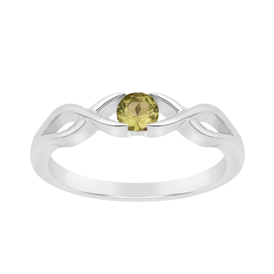 Peridot  Infinity Knot Solitaire Ring - Sterling Silver