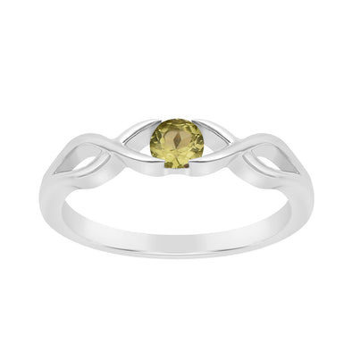 Infinity Knot Round 4mm Peridot Women Engagement Rings - Kimaya INC