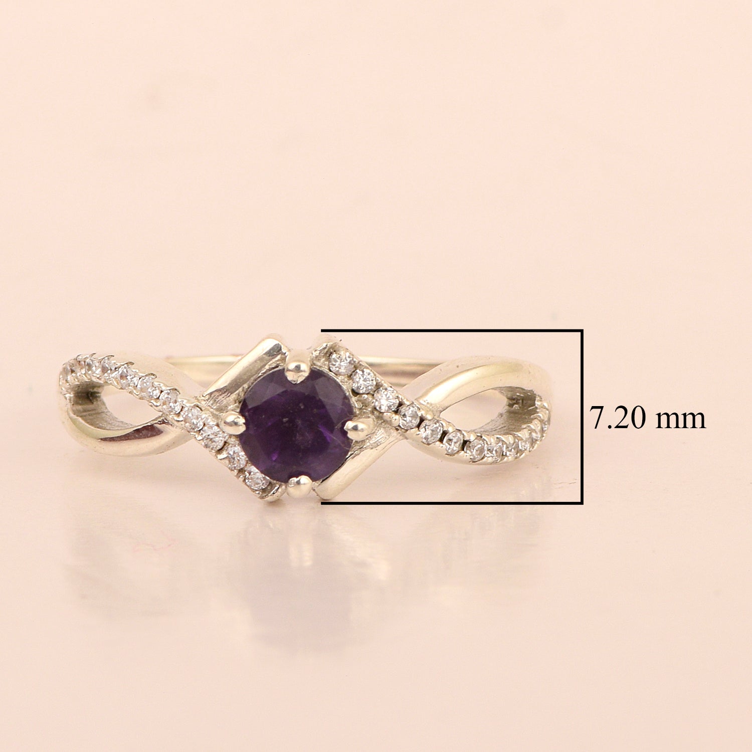 Sterling Silver Infinity Round 0.50 Ctw Amethyst Women Engagement Ring - Kimaya INC