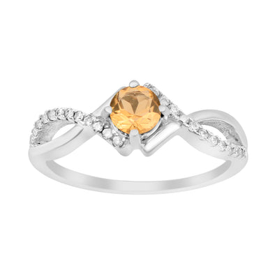 Sterling Silver Infinity Round 0.50 Ctw Citrine Women Engagement Ring - Kimaya INC