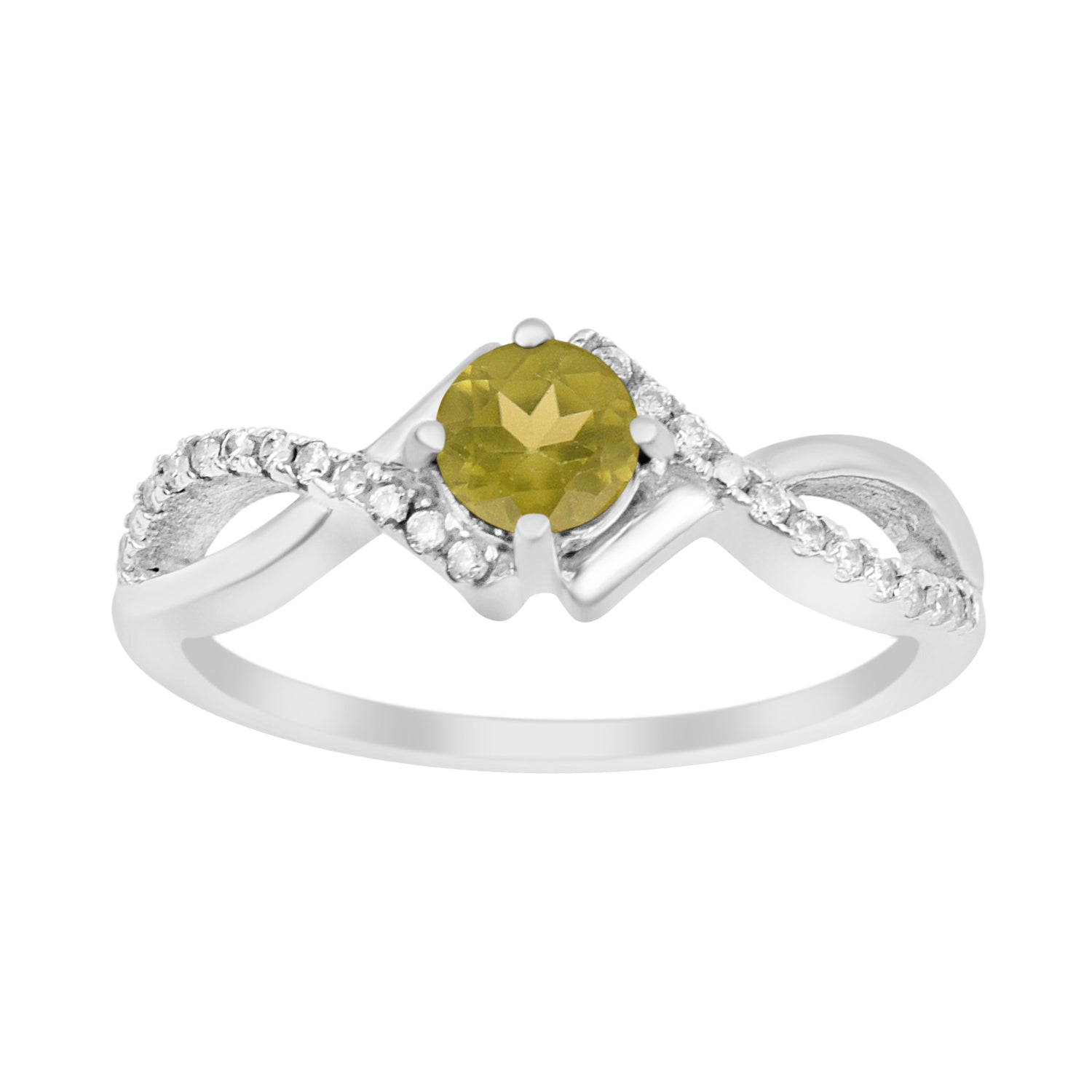 Sterling Silver Infinity Round 0.50 Ctw Peridot Women Engagement Ring - Kimaya INC