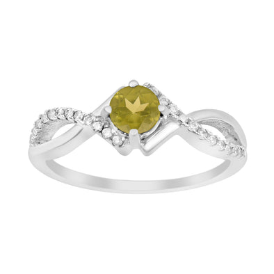 Sterling Silver Infinity Round 0.50 Ctw Peridot Women Engagement Ring - Kimaya INC