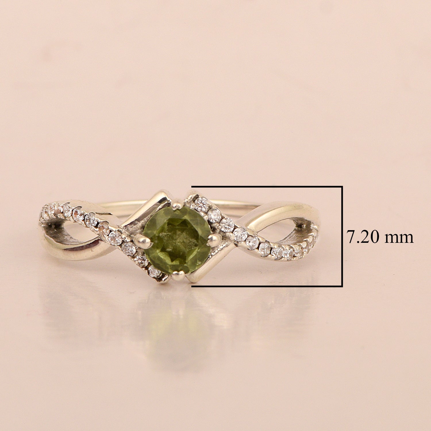 Sterling Silver Infinity Round 0.50 Ctw Peridot Women Engagement Ring - Kimaya INC