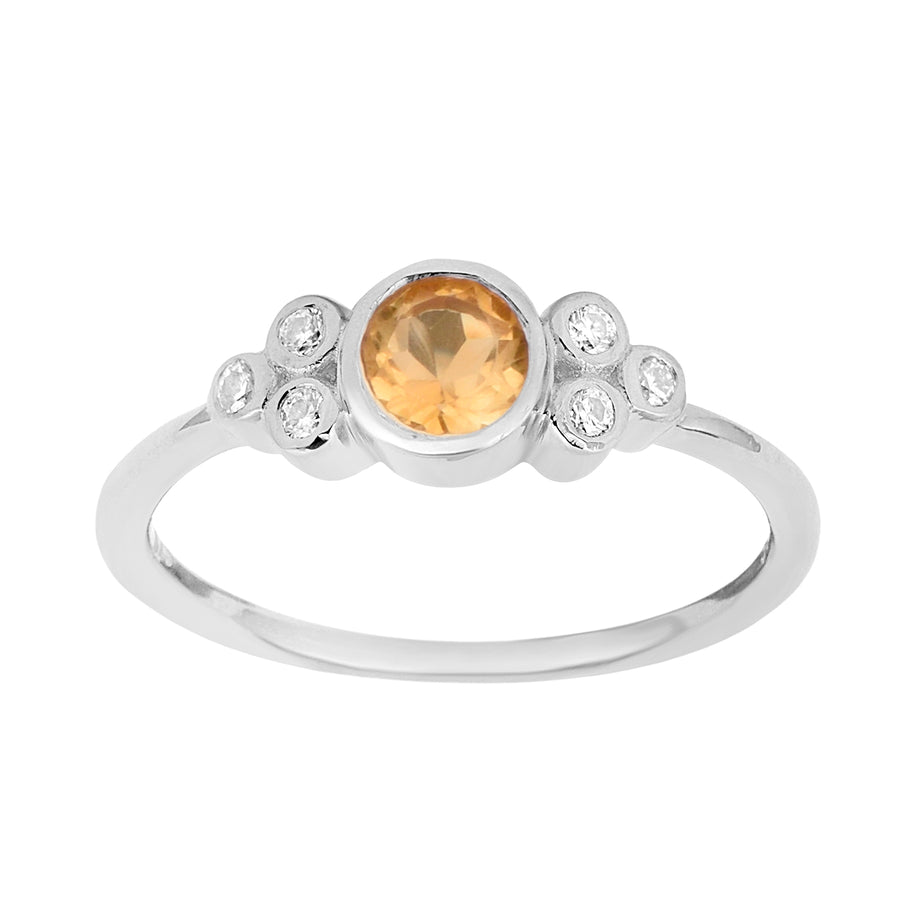Citrine Cluster Engagement Ring - Sterling Silver