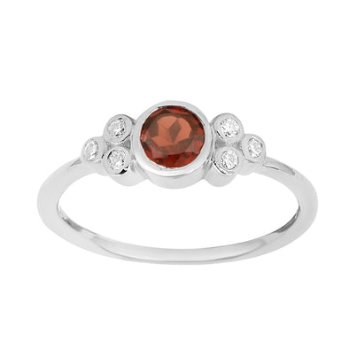 925 Sterling Silver Round 4mm Garnet Engagement For Her Ring - Kimaya INC