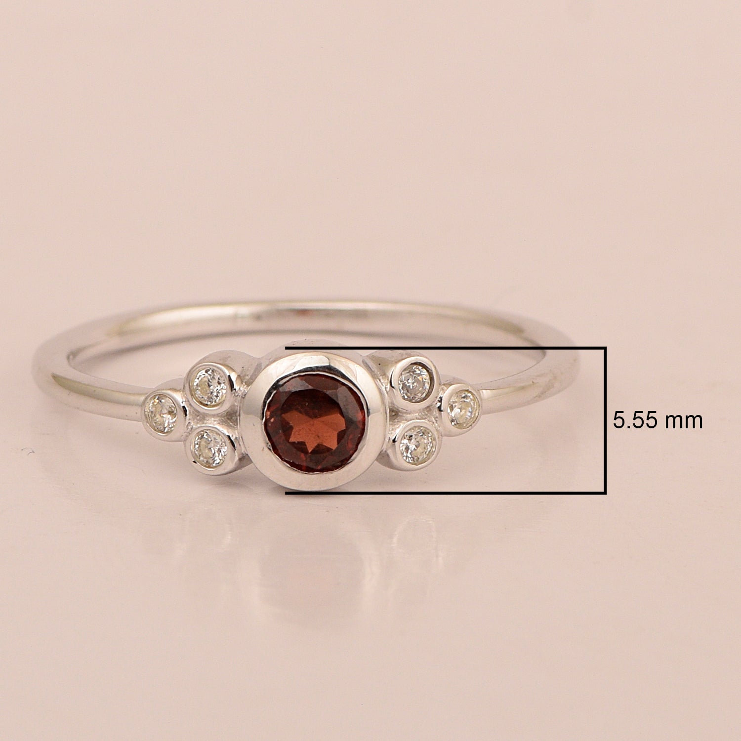 925 Sterling Silver Round 4mm Garnet Engagement For Her Ring - Kimaya INC
