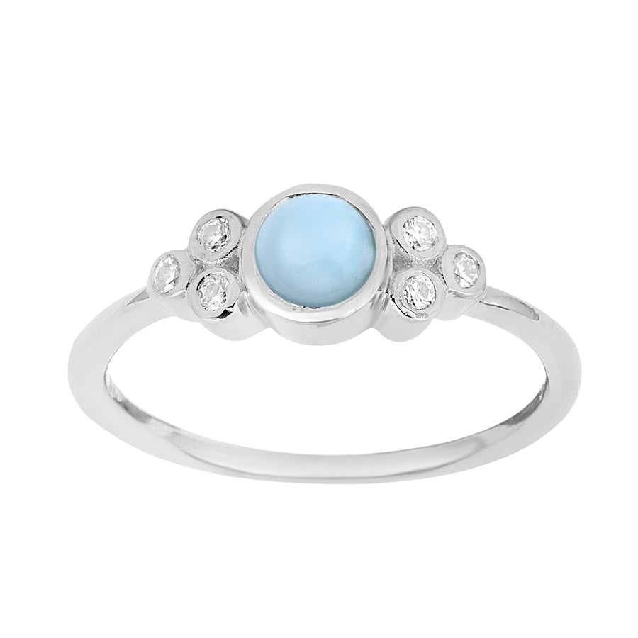Larimar Cluster Engagement Ring - Sterling Silver