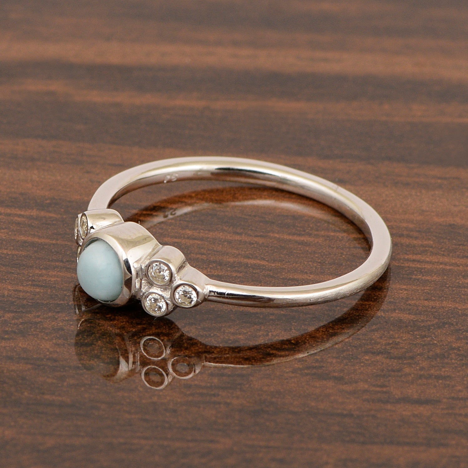 925 Sterling Silver Round 4mm Lapis Lazuli Engagement For Her Ring - Kimaya INC