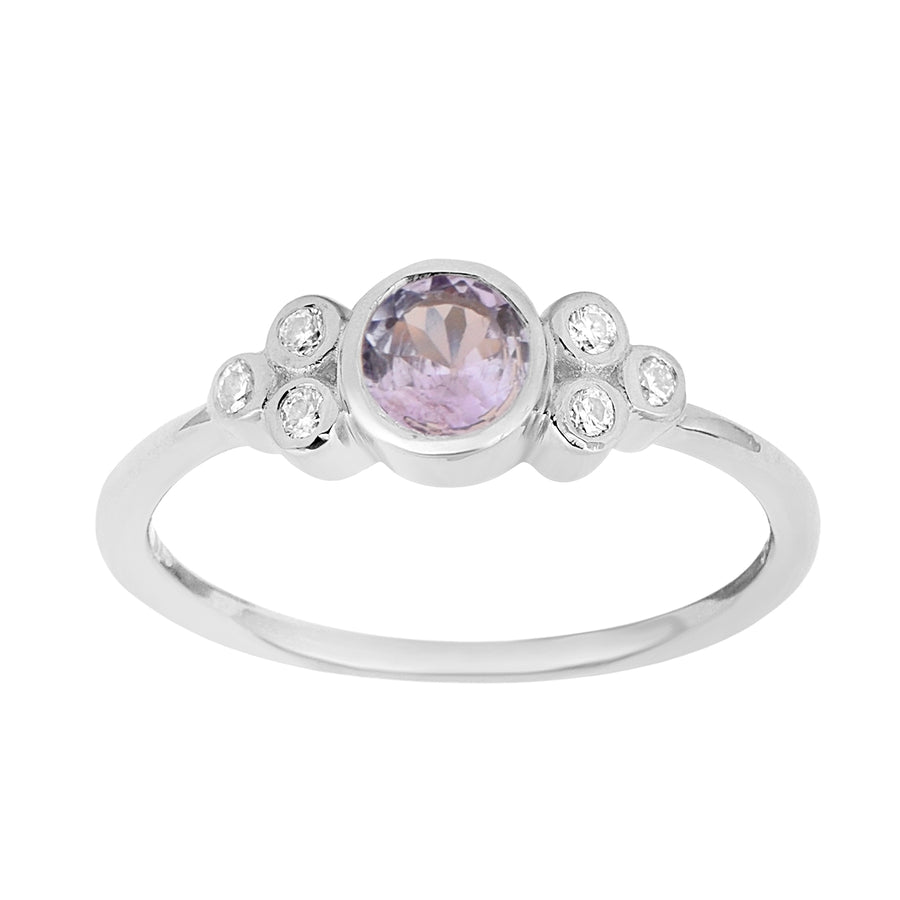 Tanzanite Cluster Engagement Ring - Sterling Silver