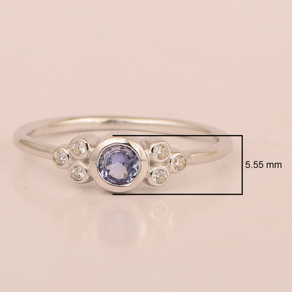 925 Sterling Silver Round 4mm Tanzanite Engagement For Her Ring - Kimaya INC