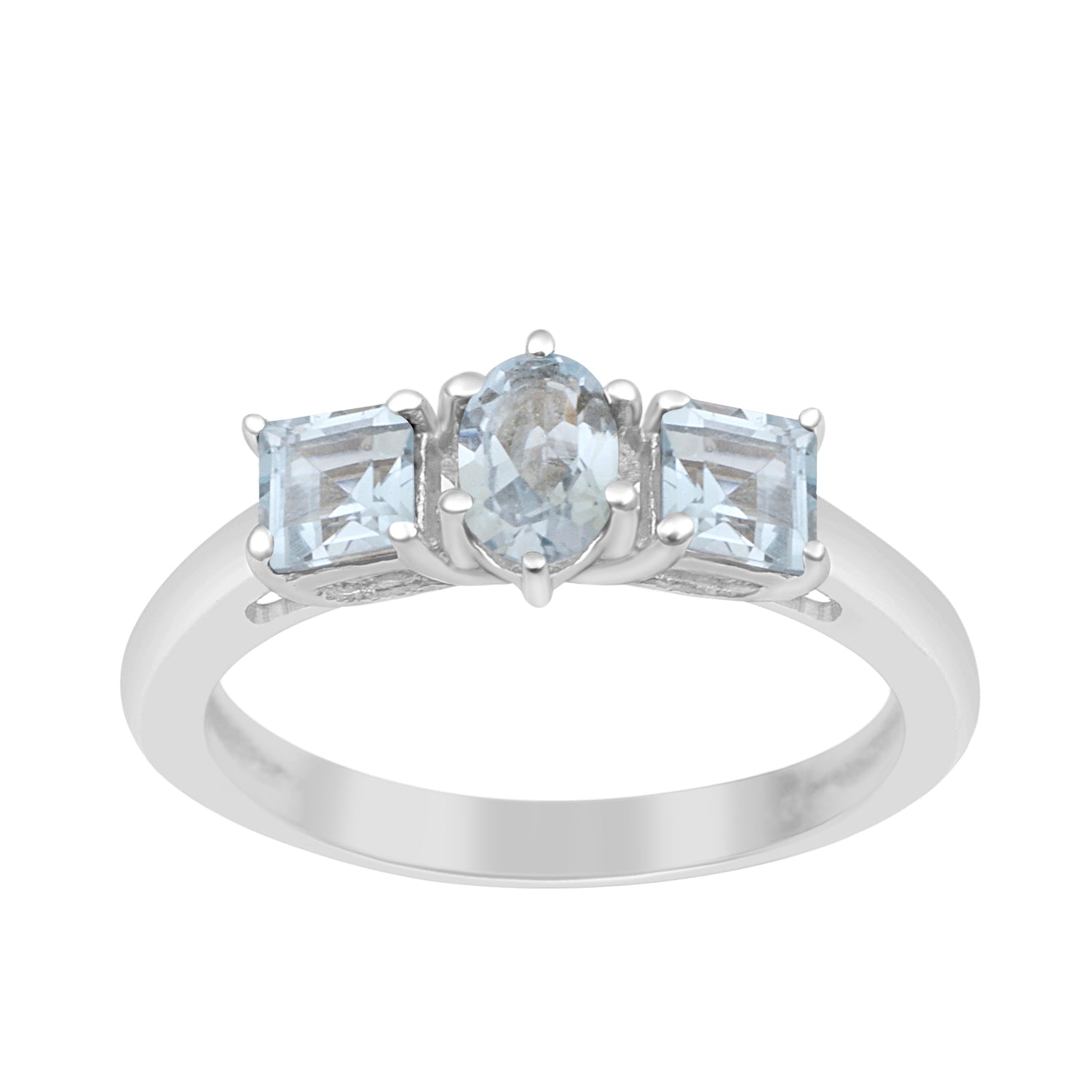 Sterling Silver Round 1.1 Ctw Aquamarine Infinite Rings - Kimaya INC