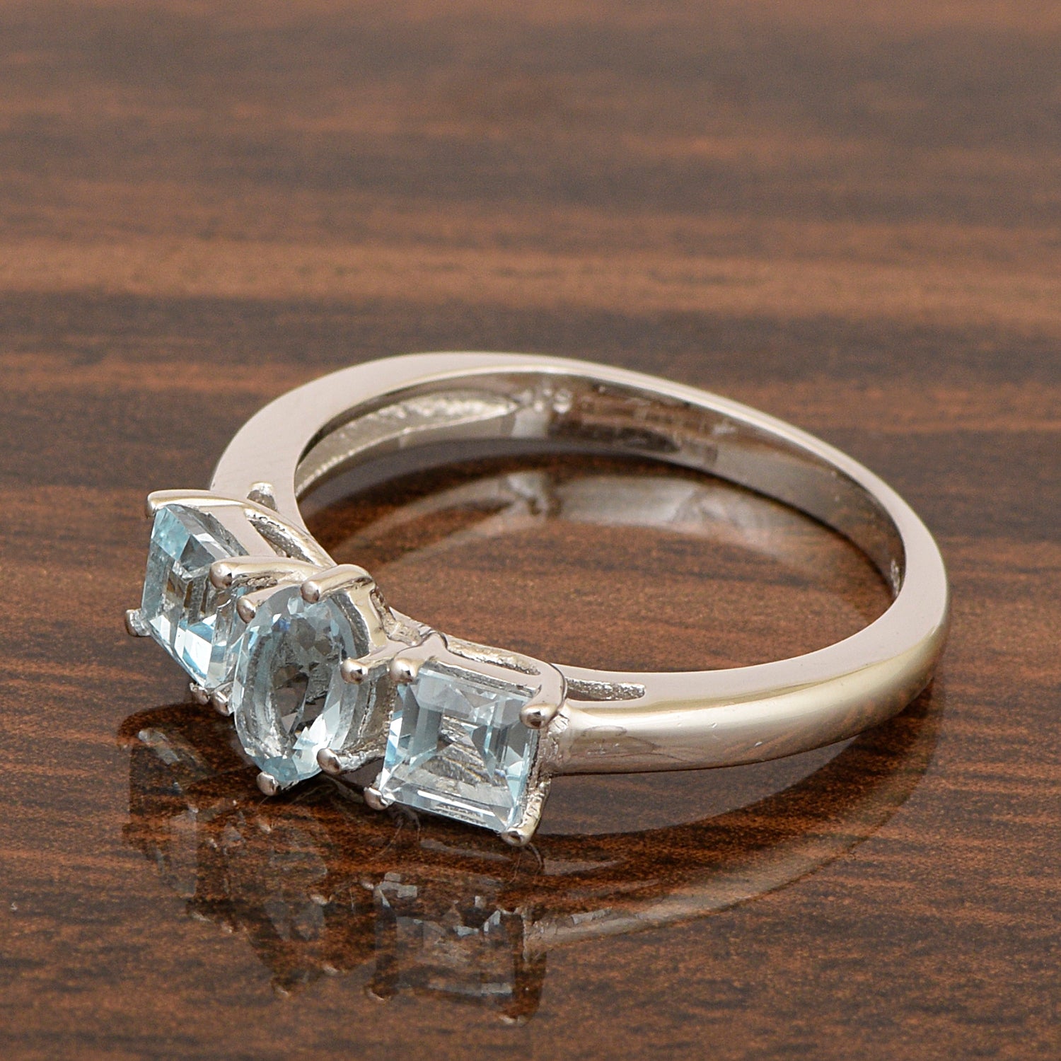 Sterling Silver Round 1.1 Ctw Aquamarine Infinite Rings - Kimaya INC