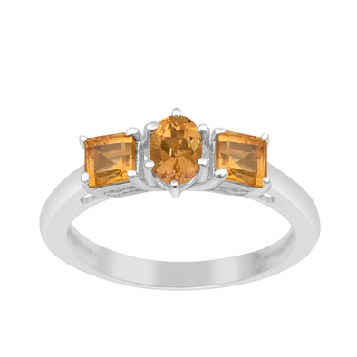 Sterling Silver Round 1.1 Ctw Citrine Gemstone Infinite Elements Women Rings - Kimaya INC