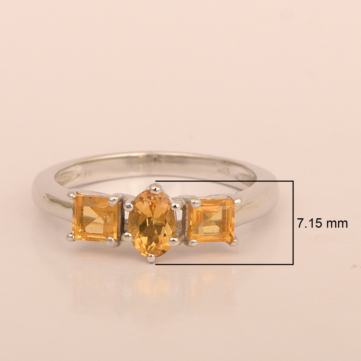 Sterling Silver Round 1.1 Ctw Citrine Gemstone Infinite Elements Women Rings - Kimaya INC