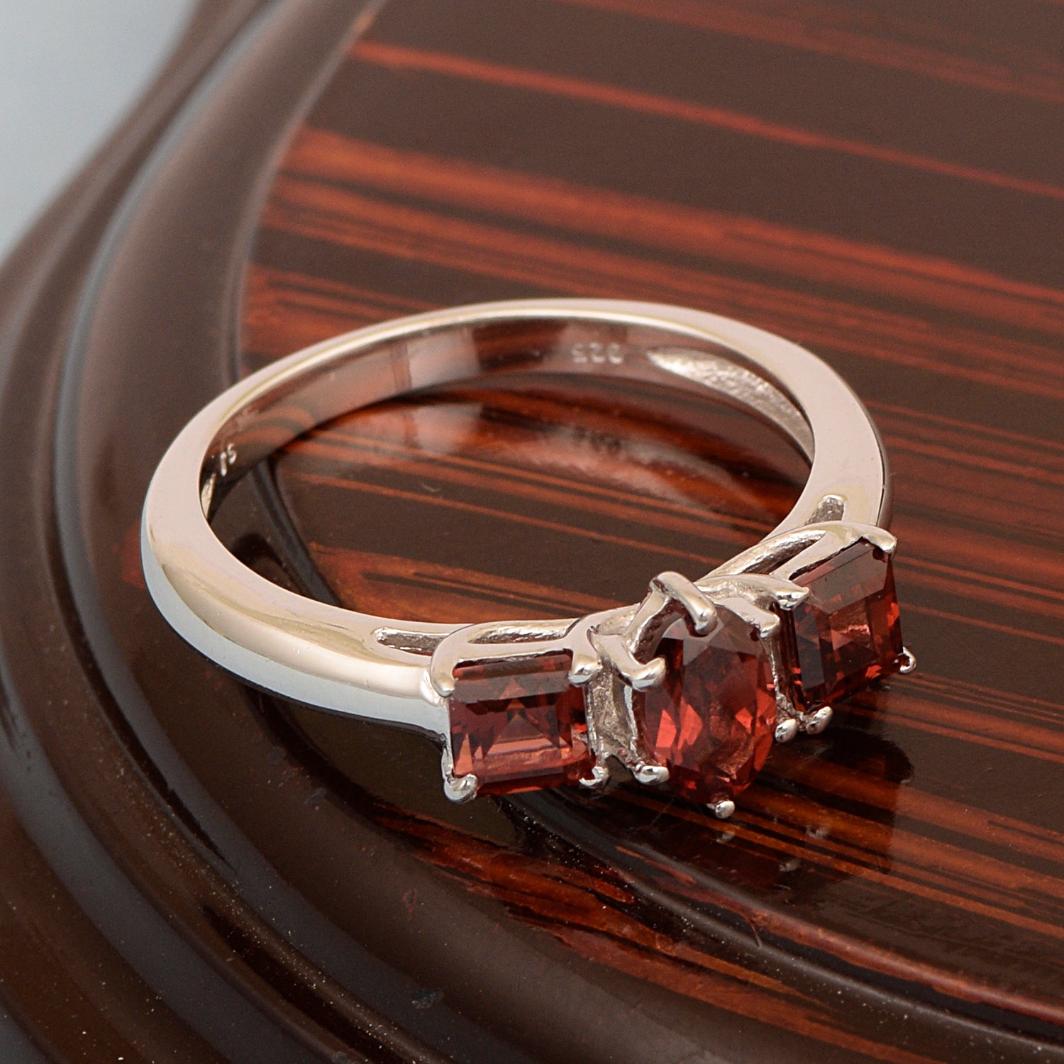 Sterling Silver Round 1.1 Ctw Garnet Gemstone Infinite Elements Women Rings - Kimaya INC