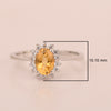 925 Sterling Silver 7x5mm Oval Citrine with White Topaz Accent Stones Halo Ring - Kimaya INC