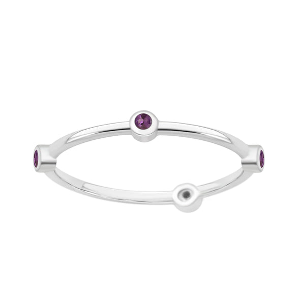 925 Sterling Silver Round 0.20 Ctw Amethyst Stackable Band Women Engagement Ring - Kimaya INC