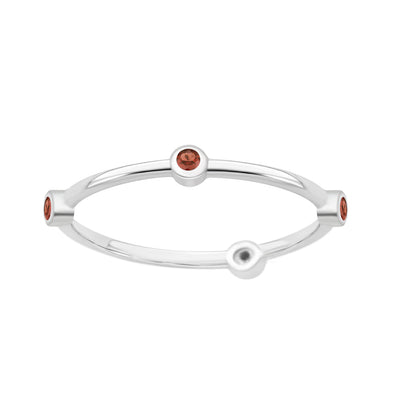 925 Sterling Silver Round 0.20 Ctw Garnet Stackable Band Women Engagement Ring - Kimaya INC
