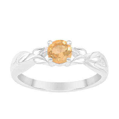 925 Sterling Silver Round Shape 5mm Citrine Promise Rings - Kimaya INC