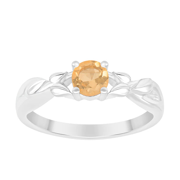925 Sterling Silver Round Shape 5mm Citrine Promise Rings - Kimaya INC
