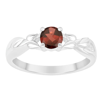 925 Sterling Silver Round Shape 5mm Garnet Promise Rings - Kimaya INC