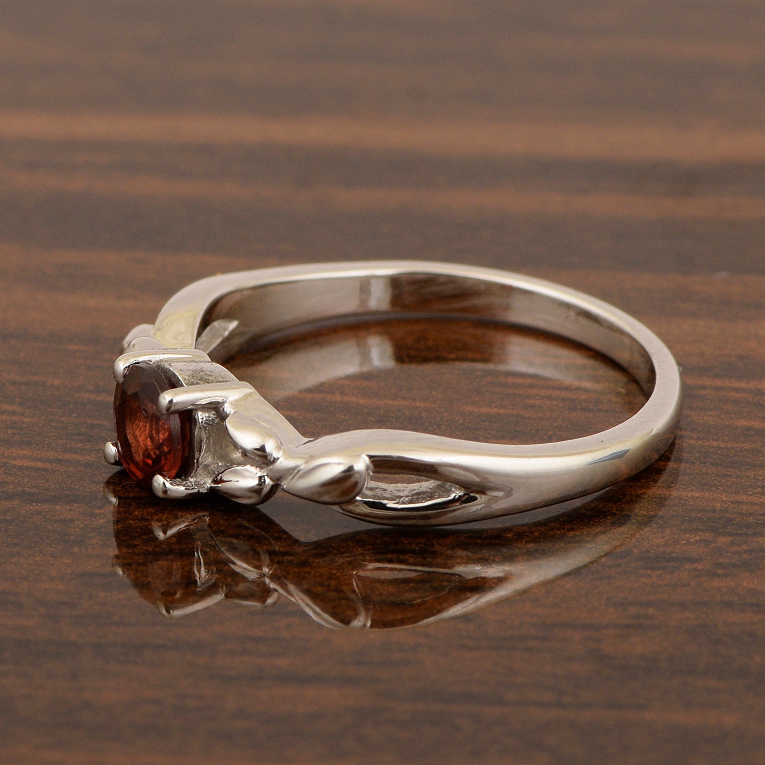 925 Sterling Silver Round Shape 5mm Garnet Promise Rings - Kimaya INC