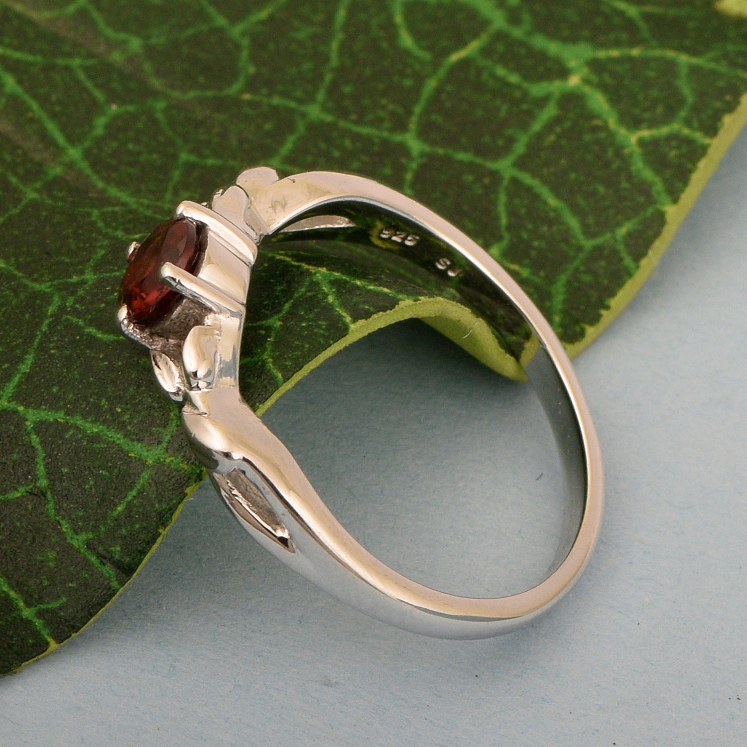 925 Sterling Silver Round Shape 5mm Garnet Promise Rings - Kimaya INC