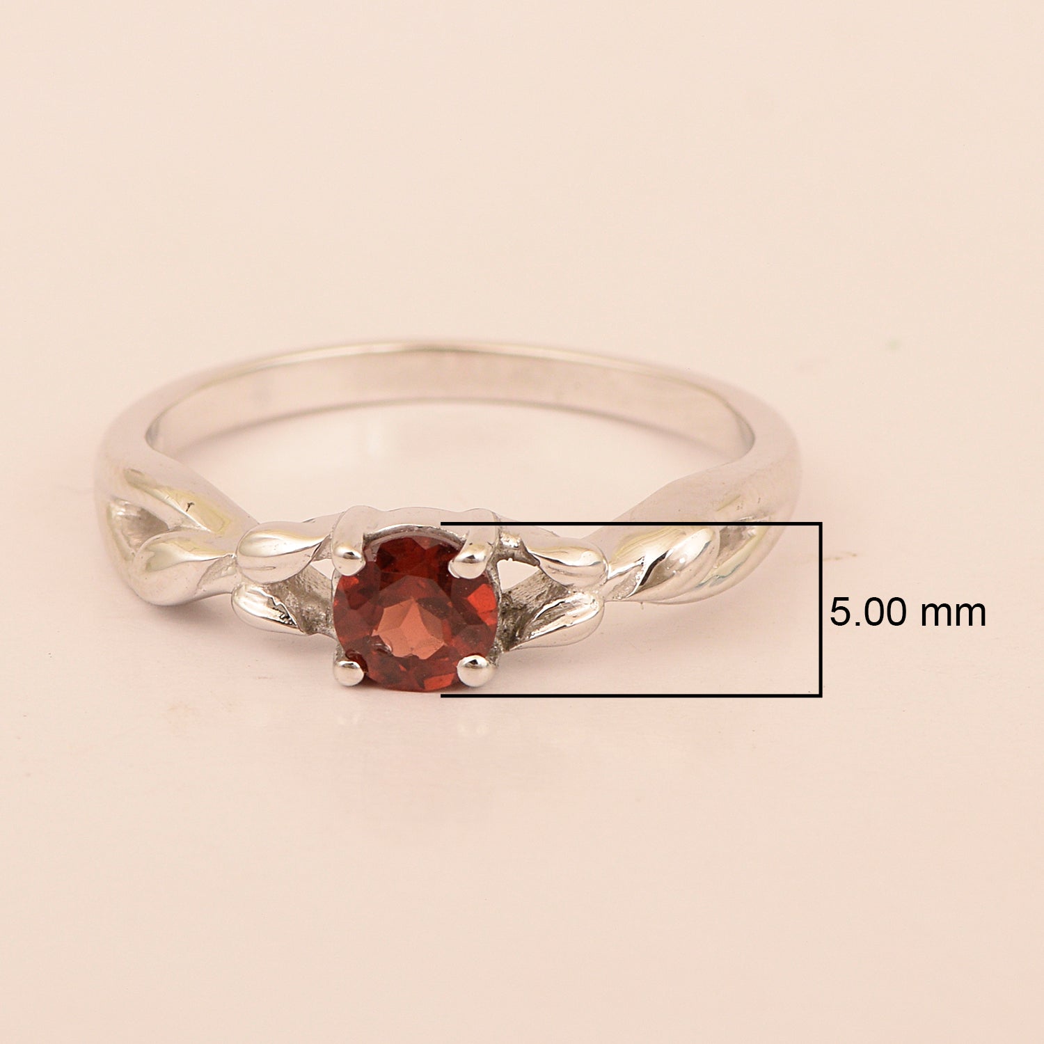 925 Sterling Silver Round Shape 5mm Garnet Promise Rings - Kimaya INC