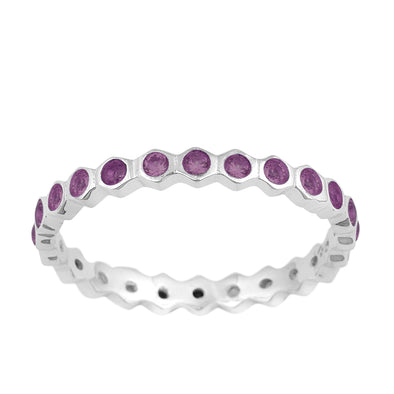 Full Eternity 1.20 Ctw Amethyst Gemstone Women Stacking Ring - Kimaya INC