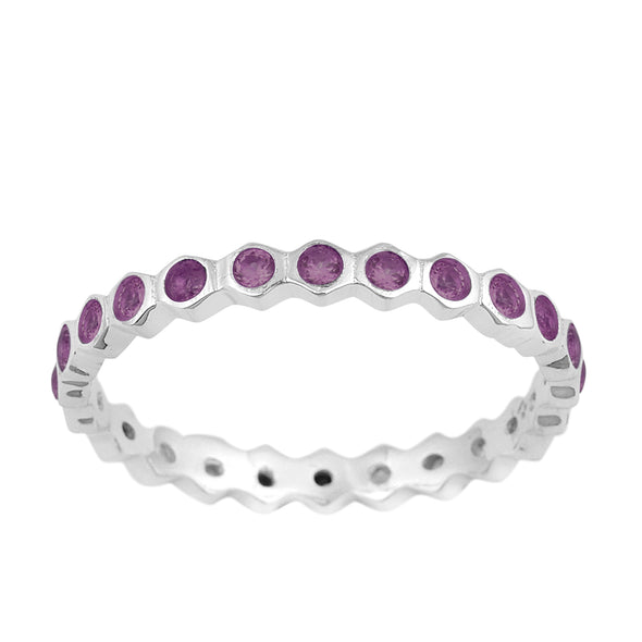 Full Eternity 1.20 Ctw Amethyst Gemstone Women Stacking Ring - Kimaya INC