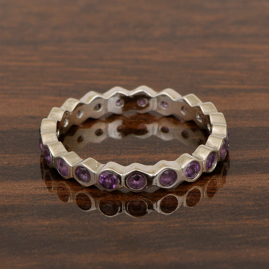 Amethyst Full Eternity Ring - Sterling Silver