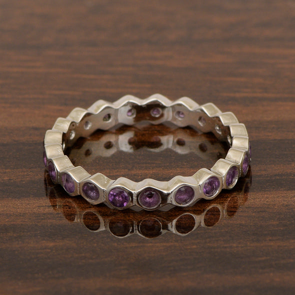 Full Eternity 1.20 Ctw Amethyst Gemstone Women Stacking Ring - Kimaya INC