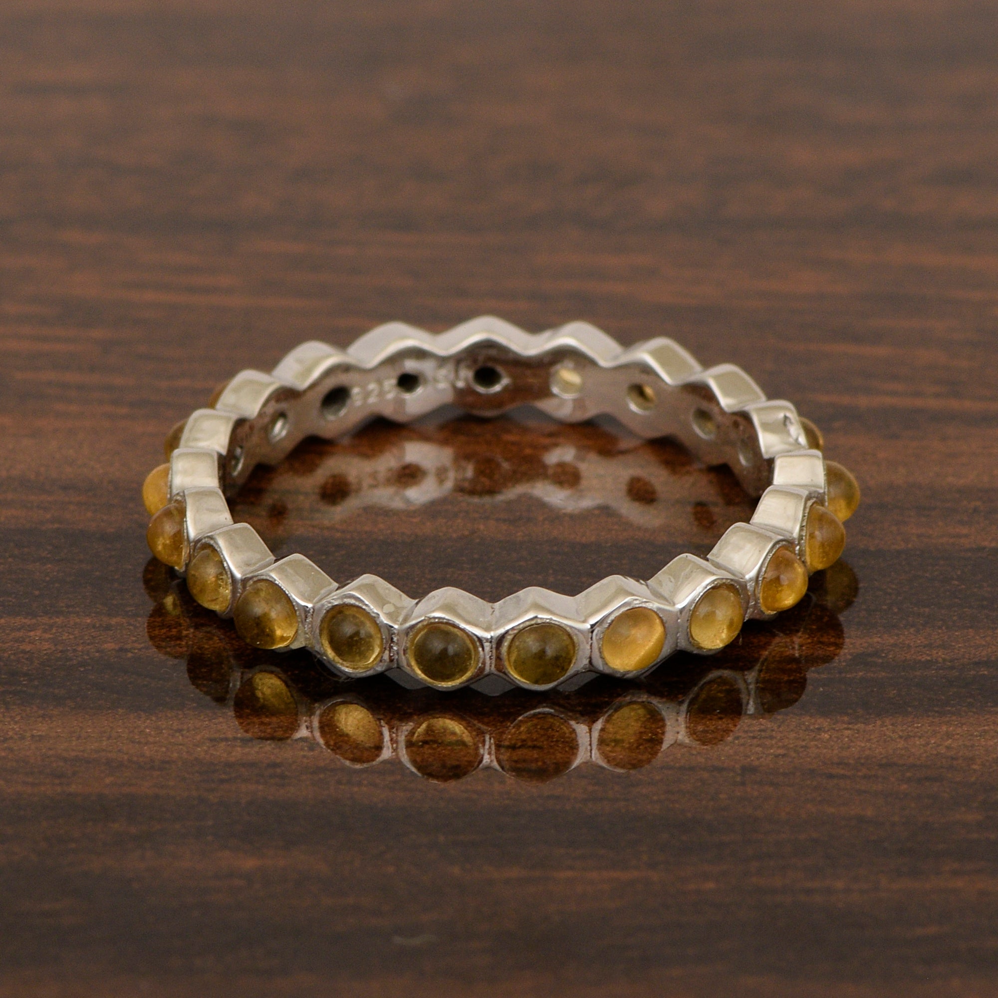 Full Eternity 1.20 Ctw Citrine Gemstone Women Stacking Ring - Kimaya INC
