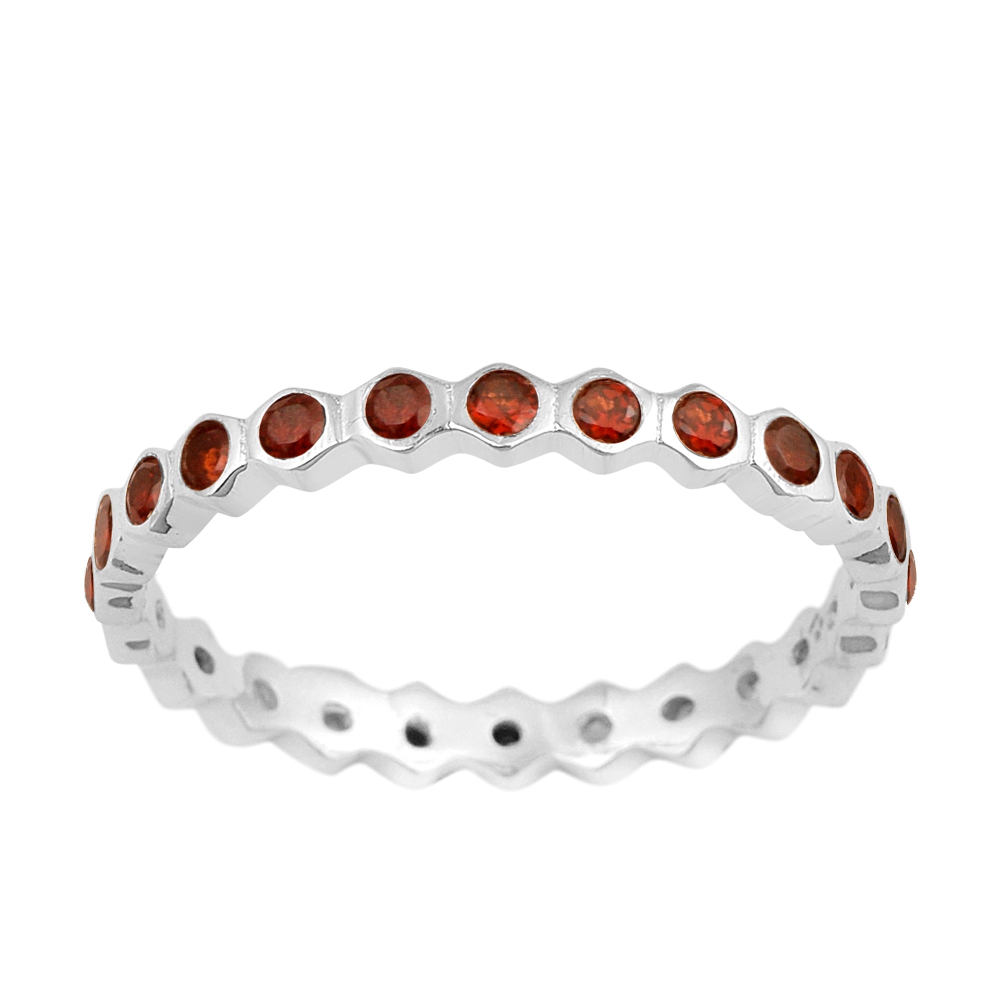 Full Eternity 1.20 Ctw Garnet Gemstone Women Stacking Ring - Kimaya INC