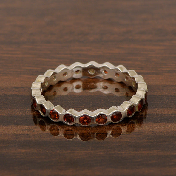 Full Eternity 1.20 Ctw Garnet Gemstone Women Stacking Ring - Kimaya INC