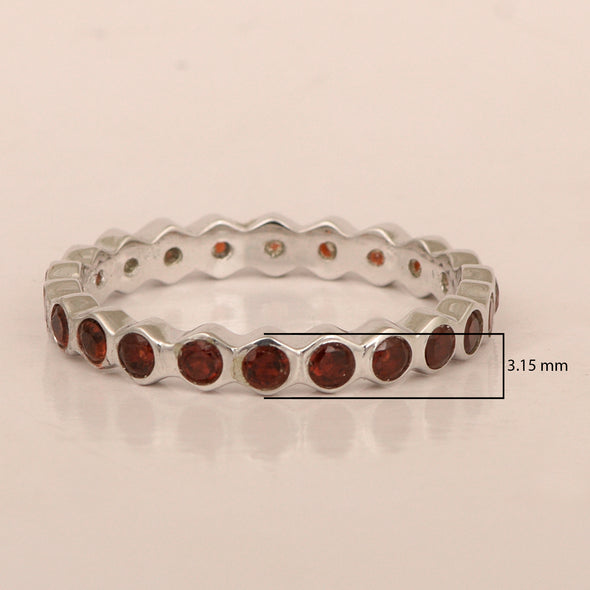 Full Eternity 1.20 Ctw Garnet Gemstone Women Stacking Ring - Kimaya INC