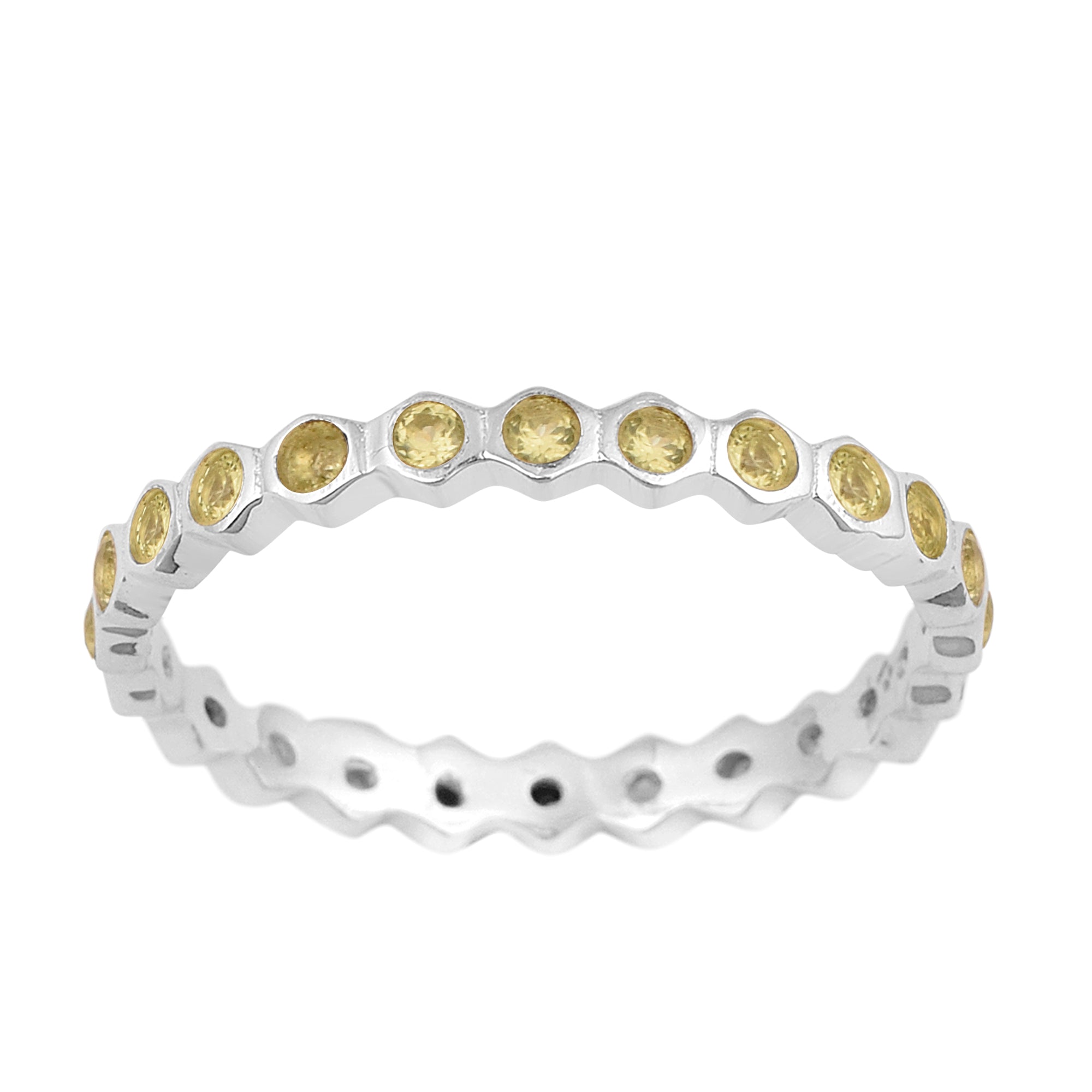 Full Eternity 1.20 Ctw Peridot Gemstone Women Stacking Ring - Kimaya INC