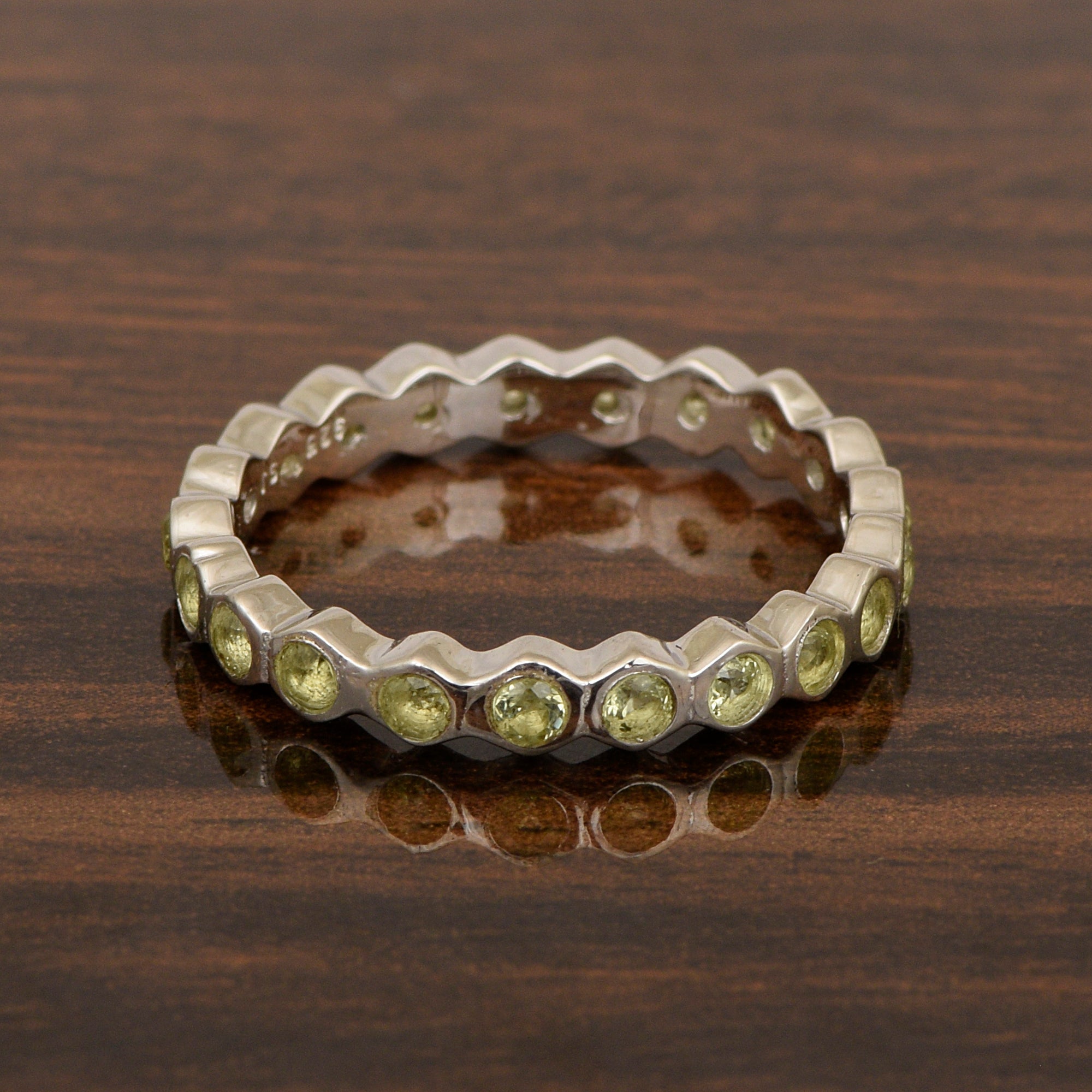 Full Eternity 1.20 Ctw Peridot Gemstone Women Stacking Ring - Kimaya INC