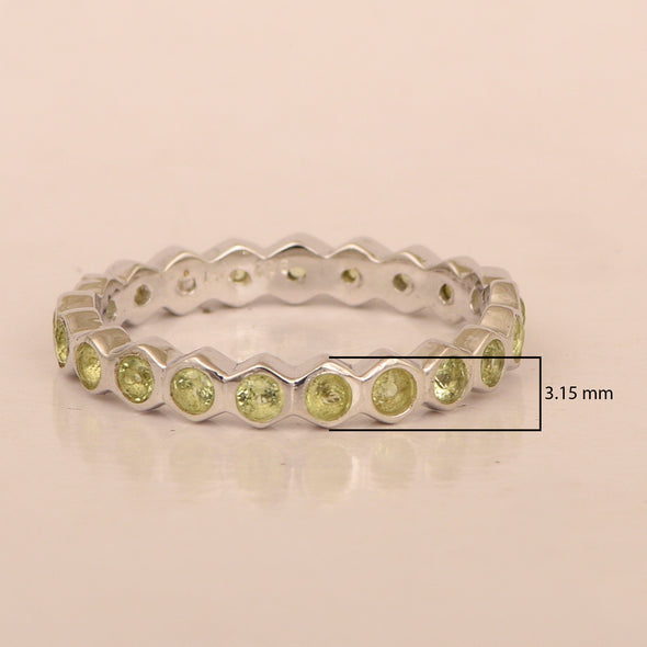 Full Eternity 1.20 Ctw Peridot Gemstone Women Stacking Ring - Kimaya INC