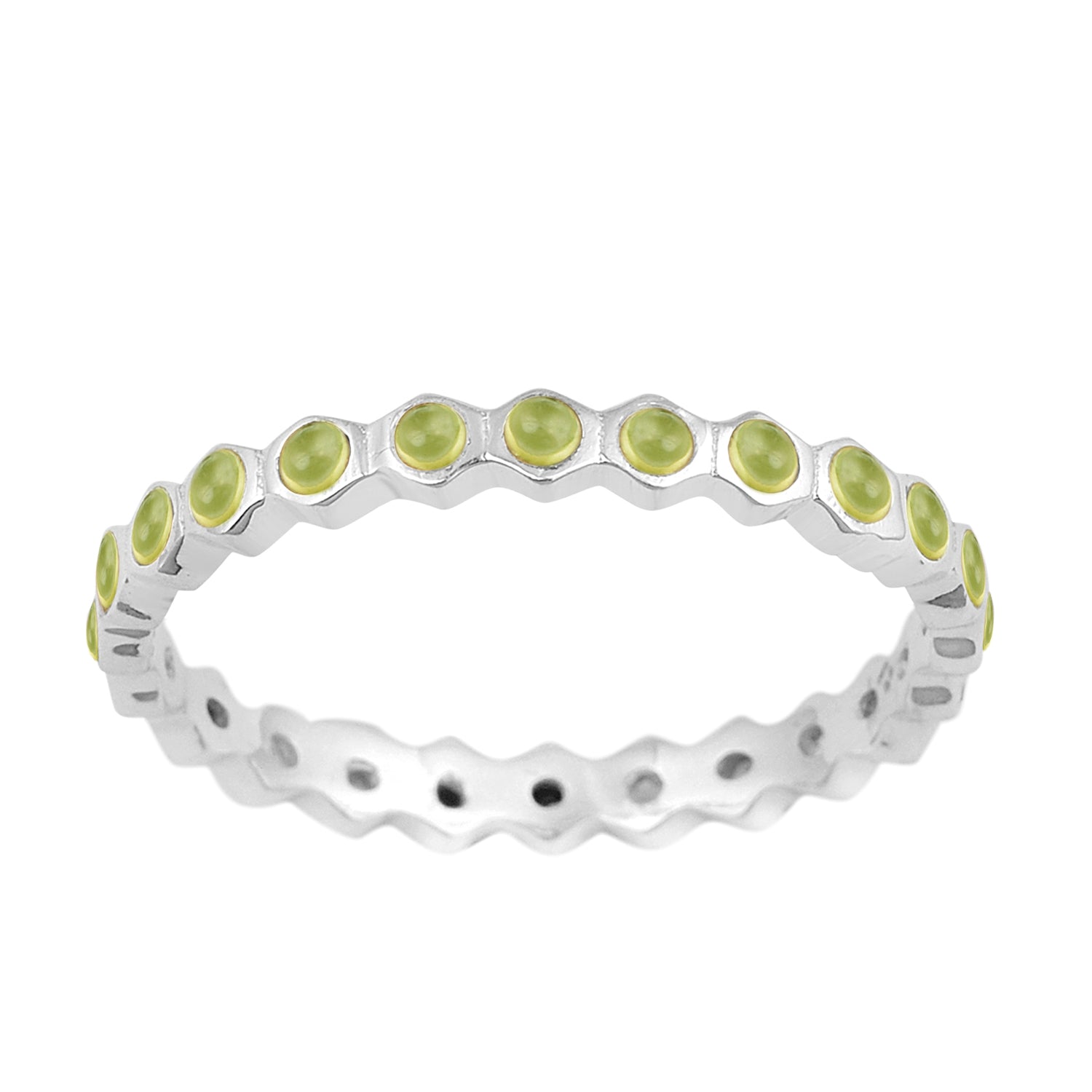 Full Eternity 1.20 Ctw Peridot Gemstone Wedding Stacking Ring - Kimaya INC