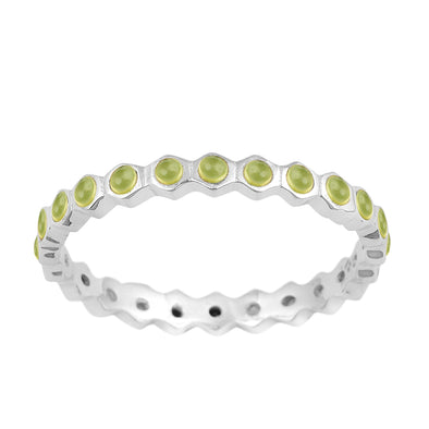 Full Eternity 1.20 Ctw Peridot Gemstone Wedding Stacking Ring - Kimaya INC