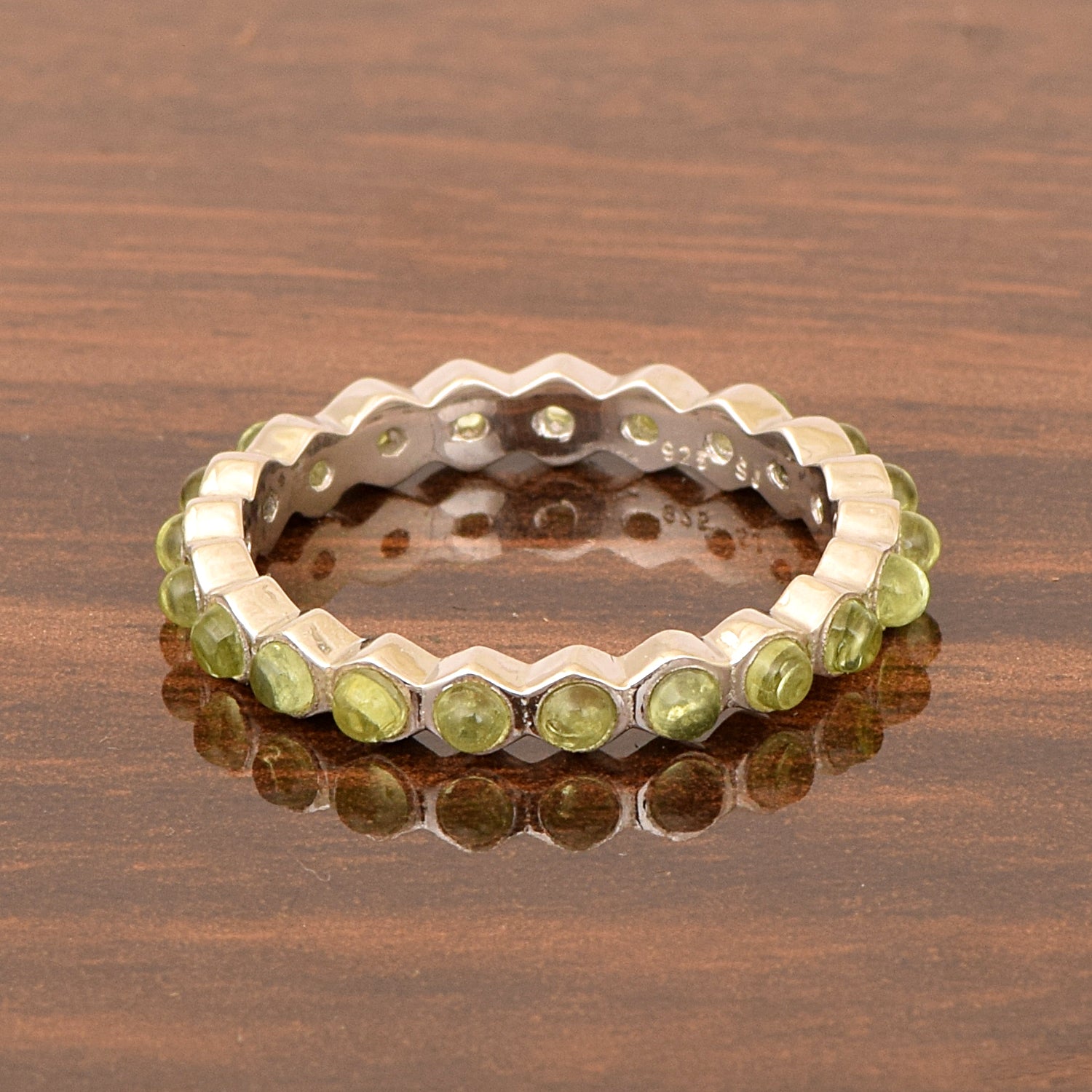 Full Eternity 1.20 Ctw Peridot Gemstone Wedding Stacking Ring - Kimaya INC