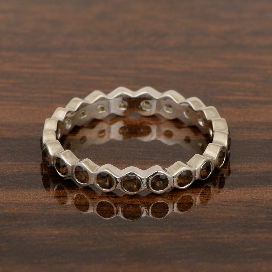 Smoky Quartz Full Eternity Ring - Sterling Silver