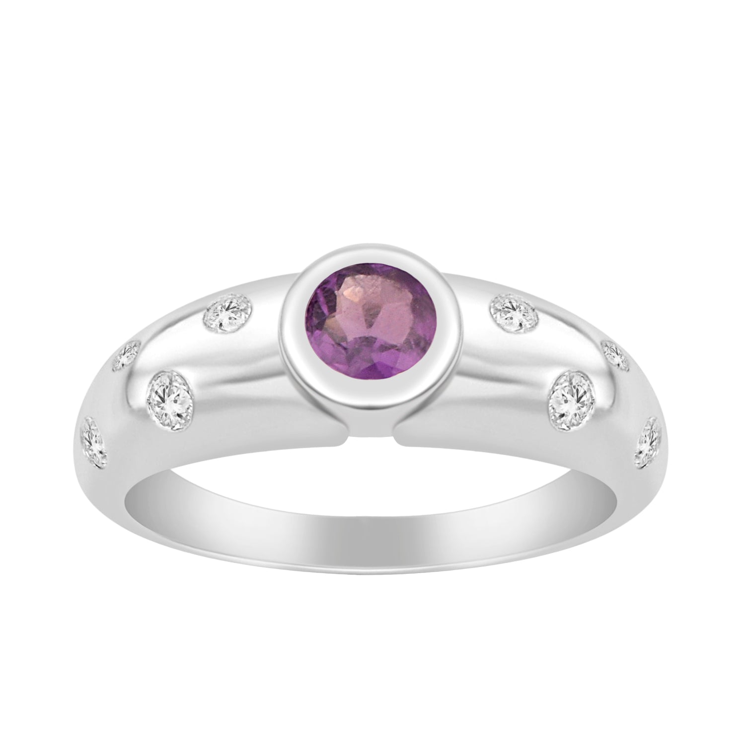 925 Sterling Silver Round 5mm Amethyst Women Promise Ring - Kimaya INC